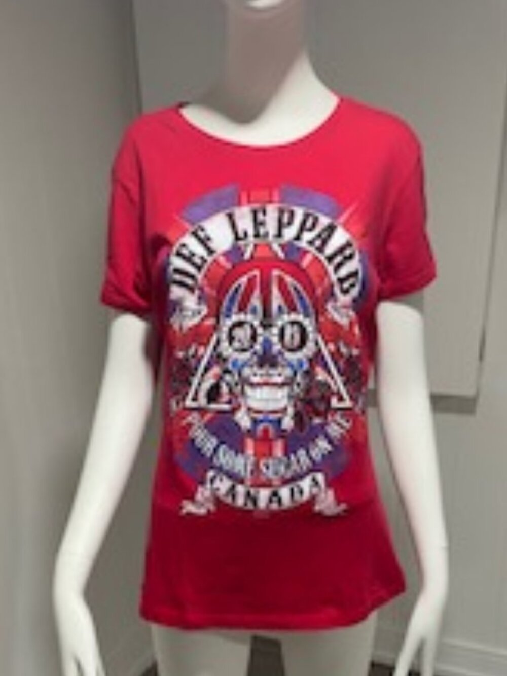 Ladies Red Original Def Leppard Concert Tee from Canada Tour In 2019 - Size XL